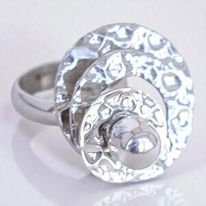 Vintage Sterling Silver Modernist Spinner Ring Moveable Disks Size 6.75